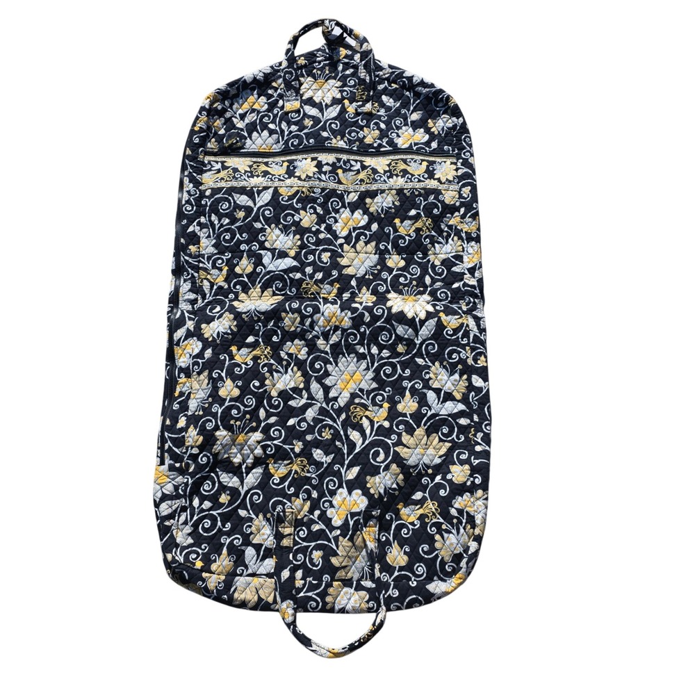 Vera Bradley Night and Day Quilted Garment Bag Floral Travel Suit Carrier Black